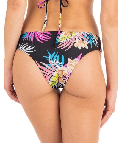 Juniors' Hana Reversible Bralette Bikini Top & Reversible Cheeky Hipster Bottoms Black Tiki Multi $24.00 Swimsuits