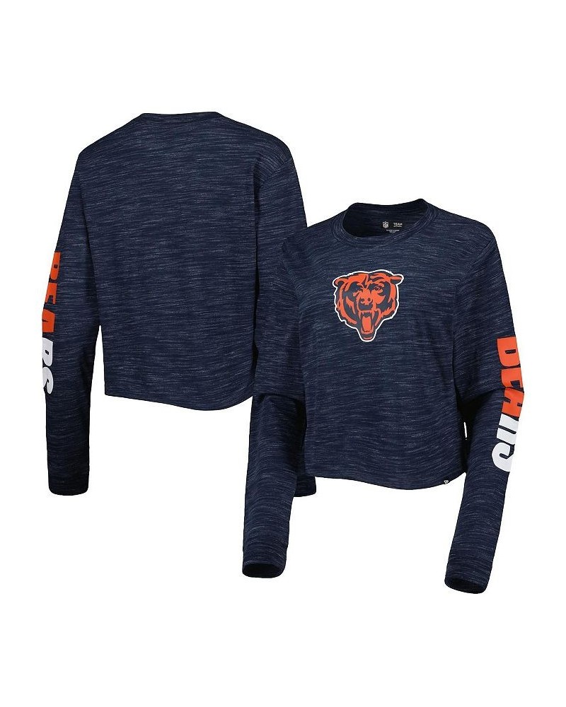 Women's Navy Chicago Bears Crop Long Sleeve T-shirt Navy $20.16 Tops