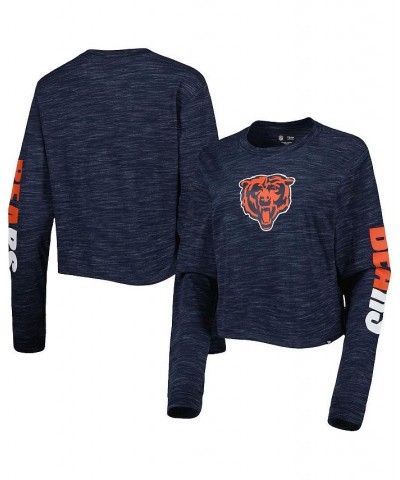 Women's Navy Chicago Bears Crop Long Sleeve T-shirt Navy $20.16 Tops