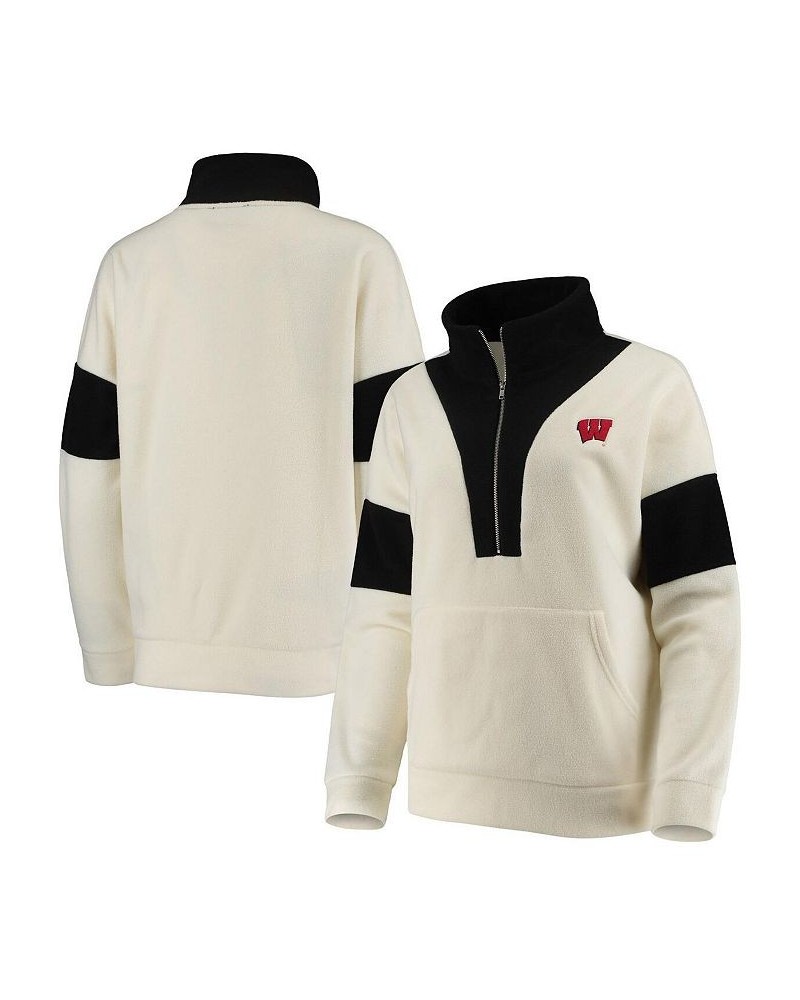 Women's White Black Wisconsin Badgers Blocked In Colorblocked Half-Zip Jacket White, Black $32.00 Jackets