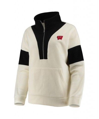 Women's White Black Wisconsin Badgers Blocked In Colorblocked Half-Zip Jacket White, Black $32.00 Jackets