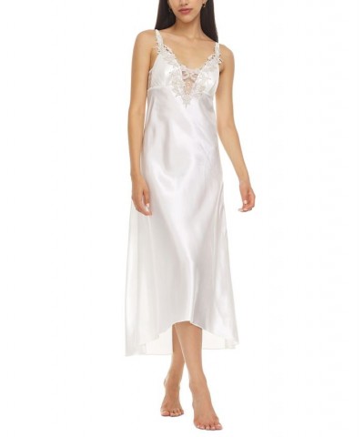 Stella Satin Venise Trim Lingerie Nightgown Ivory $15.65 Sleepwear