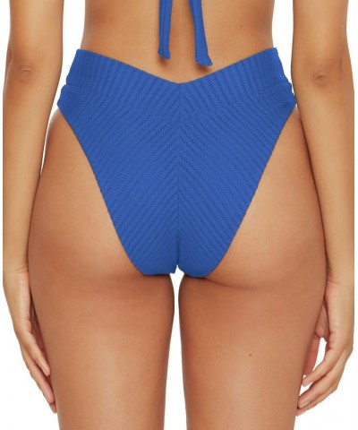 Women's Line In The Sand High-Cut Bikini Bottoms Blue Jay $32.76 Swimsuits