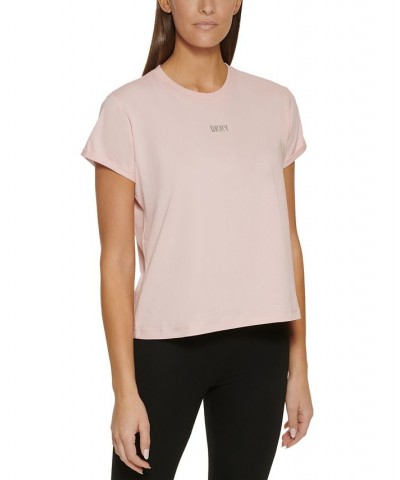 Women's Cotton Metallic-Logo T-Shirt Rosewater $13.20 Tops