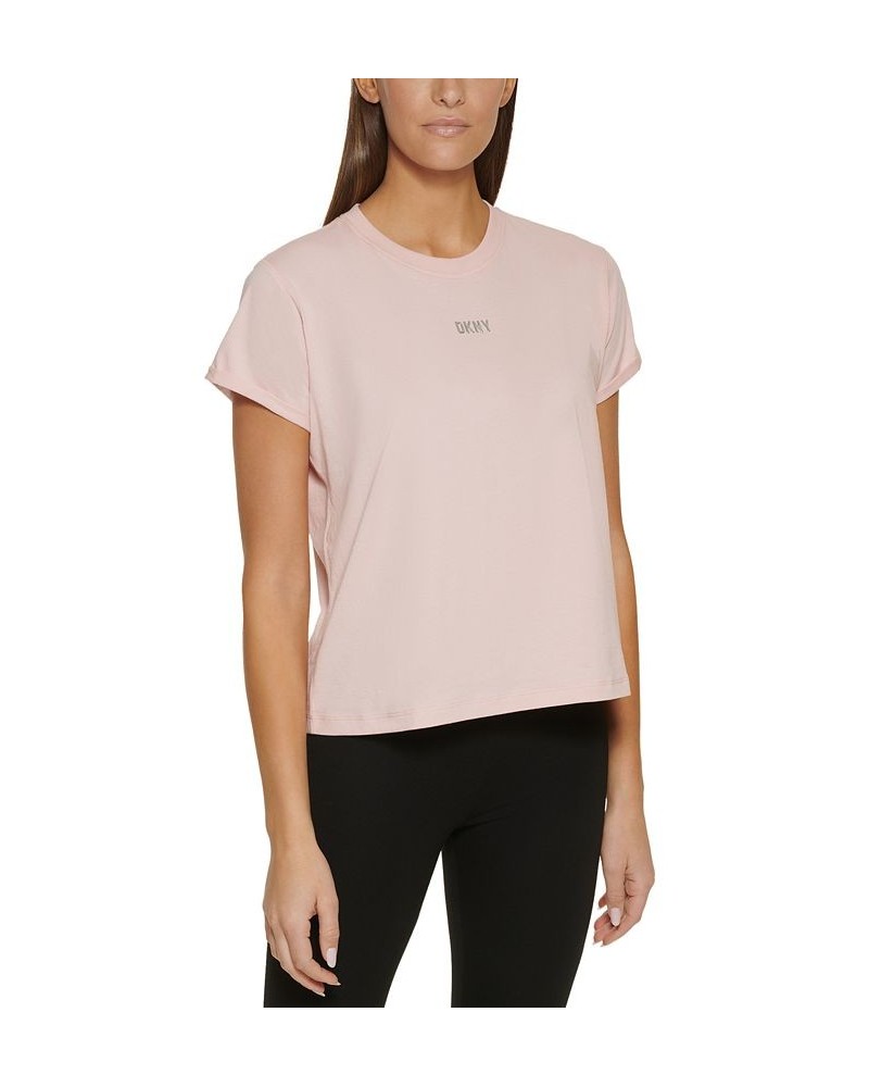 Women's Cotton Metallic-Logo T-Shirt Rosewater $13.20 Tops