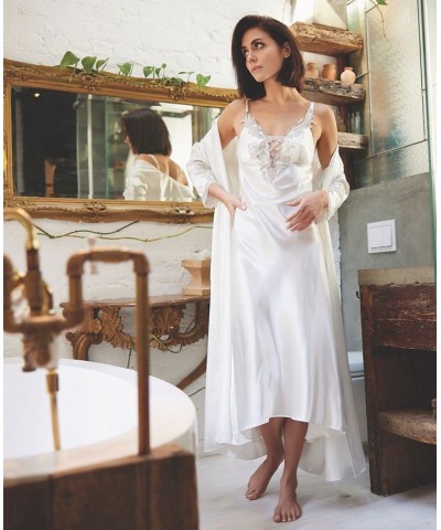 Stella Satin Venise Trim Lingerie Nightgown Ivory $15.65 Sleepwear