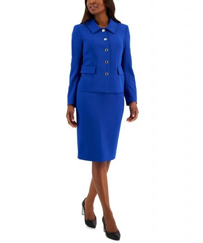 Button-Up Slim Skirt Suit Regular and Petite Sizes Blue $63.00 Skirts