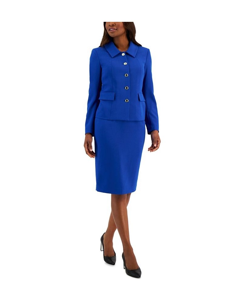 Button-Up Slim Skirt Suit Regular and Petite Sizes Blue $63.00 Skirts