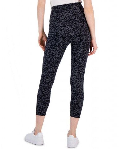 Women's Printed High Rise Capri Pull-On Leggings Black $11.99 Pants