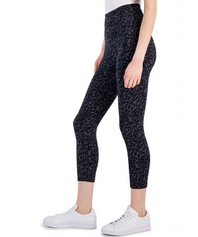 Women's Printed High Rise Capri Pull-On Leggings Black $11.99 Pants