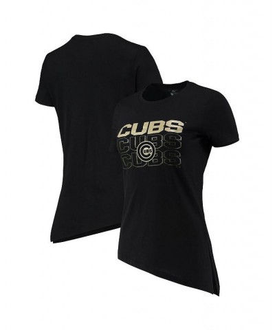 Women's Black Chicago Cubs Birch Delta Asymmetrical T-shirt Black $22.56 Tops