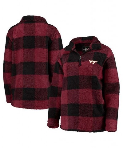 Women's Maroon Black Virginia Tech Hokies Plaid Sherpa Quarter-Zip Pullover Jacket Maroon, Black $32.25 Jackets