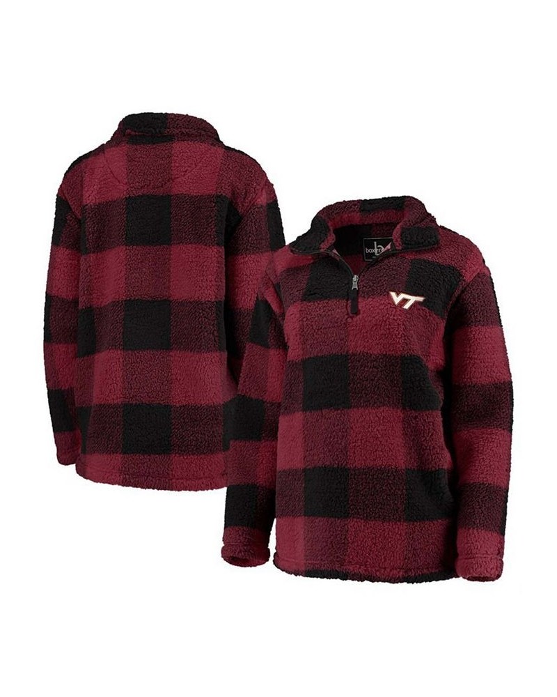 Women's Maroon Black Virginia Tech Hokies Plaid Sherpa Quarter-Zip Pullover Jacket Maroon, Black $32.25 Jackets