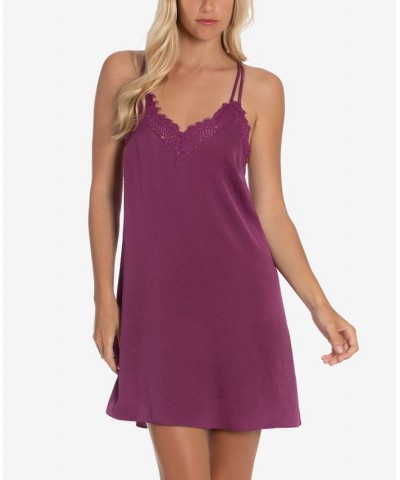 Women's Cora Solid Hammered Satin Chemise Berry $15.84 Sleepwear