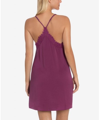 Women's Cora Solid Hammered Satin Chemise Berry $15.84 Sleepwear