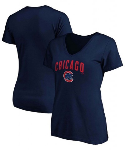 Women's Navy Chicago Cubs Team Logo Lockup V-Neck T-shirt Navy $17.60 Tops