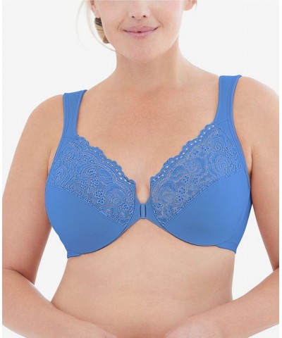 Women's Full Figure Plus Size Wonderwire Front Close Bra Blue $24.18 Bras