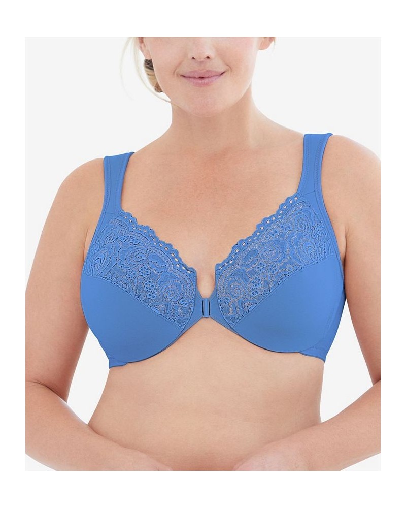 Women's Full Figure Plus Size Wonderwire Front Close Bra Blue $24.18 Bras