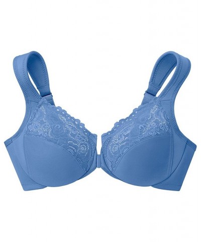 Women's Full Figure Plus Size Wonderwire Front Close Bra Blue $24.18 Bras