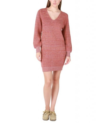 Women's V-Neck Long-Sleeve Sweater Dress Dark Autumn Melange $21.02 Dresses