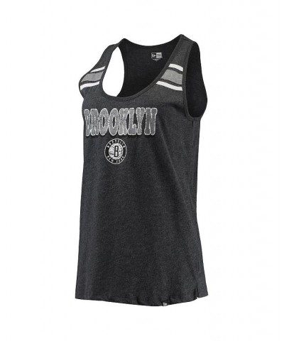 Women's Heather Black Brooklyn Nets Scoop-Neck Racerback Tank Top Heathered Black $16.40 Tops