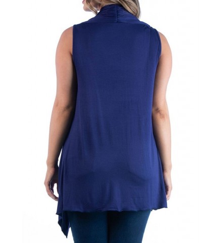 Women's Plus Size Asymmetric Open Front Cardigan Blue $34.79 Sweaters