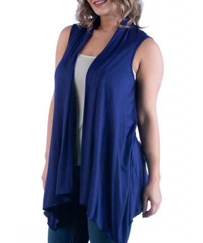 Women's Plus Size Asymmetric Open Front Cardigan Blue $34.79 Sweaters