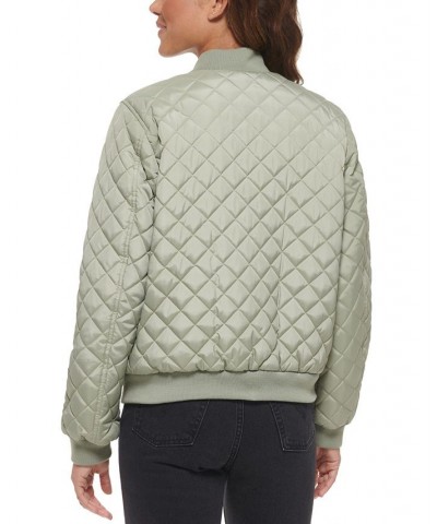 Diamond Quilted Bomber Jacket Green $37.72 Jackets