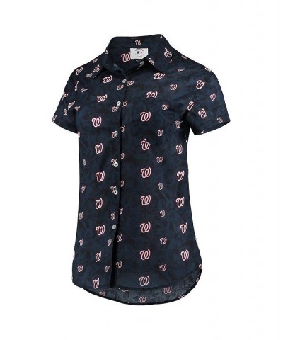 Women's Navy Washington Nationals Floral Button Up Shirt Navy $43.19 Tops