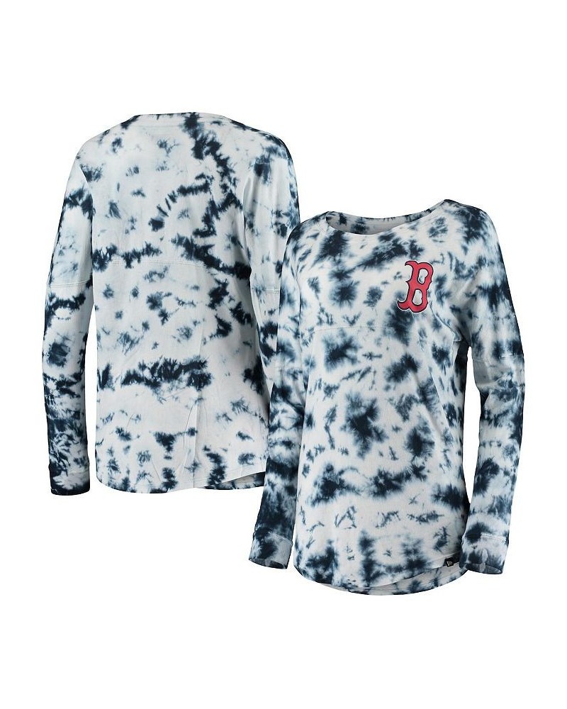 Women's Navy Boston Red Sox Tie-Dye Long Sleeve T-shirt Navy $24.30 Tops