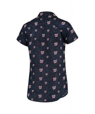 Women's Navy Washington Nationals Floral Button Up Shirt Navy $43.19 Tops