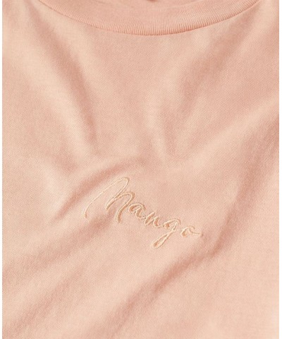 Women's Rounded Neck Cotton T-shirt Pastel Orange $17.39 Tops