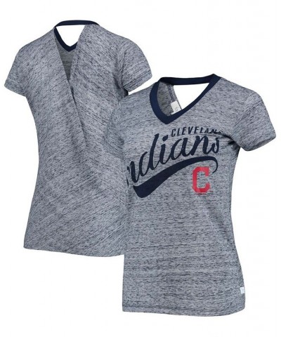 Women's Navy Cleveland Indians Hail Mary V-Neck Back Wrap T-shirt Navy $24.50 Tops