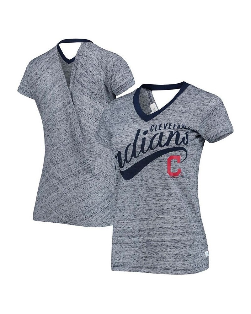 Women's Navy Cleveland Indians Hail Mary V-Neck Back Wrap T-shirt Navy $24.50 Tops