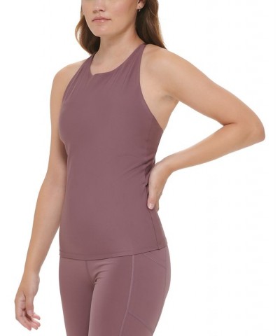 Women's Low-Impact High-Neck Tank Top Brown $21.47 Tops