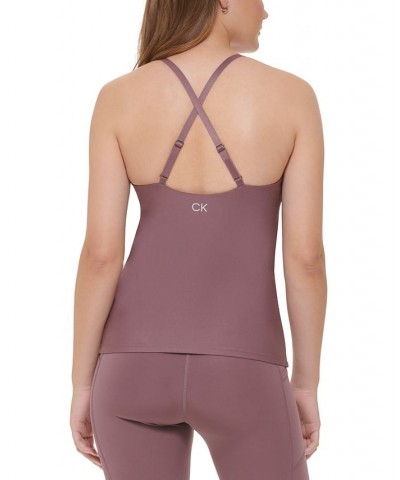 Women's Low-Impact High-Neck Tank Top Brown $21.47 Tops