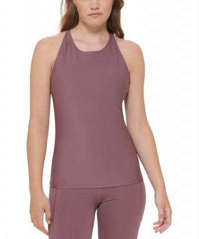 Women's Low-Impact High-Neck Tank Top Brown $21.47 Tops