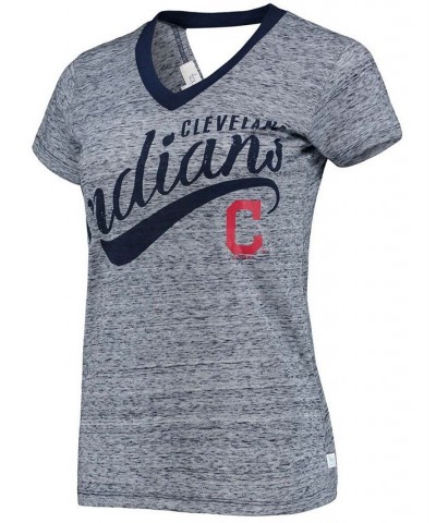 Women's Navy Cleveland Indians Hail Mary V-Neck Back Wrap T-shirt Navy $24.50 Tops