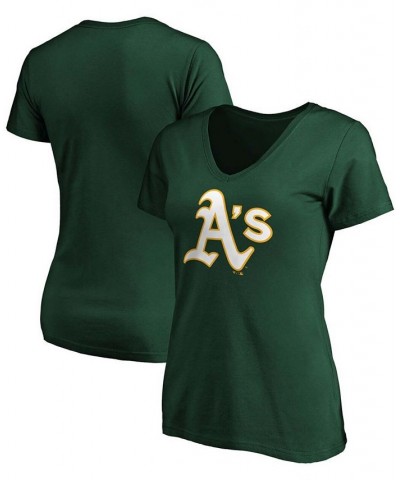 Women's Green Oakland Athletics Core Official Logo V-Neck T-shirt Green $16.80 Tops