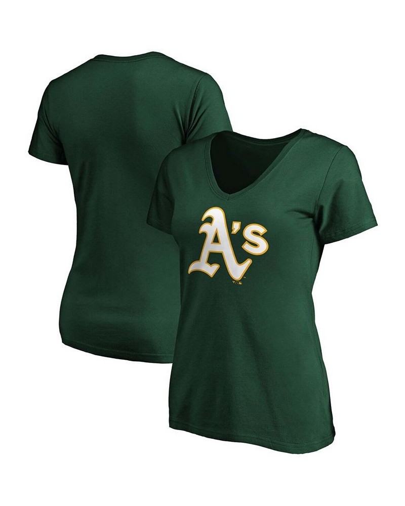 Women's Green Oakland Athletics Core Official Logo V-Neck T-shirt Green $16.80 Tops