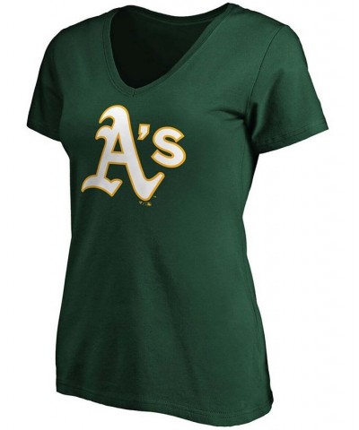 Women's Green Oakland Athletics Core Official Logo V-Neck T-shirt Green $16.80 Tops