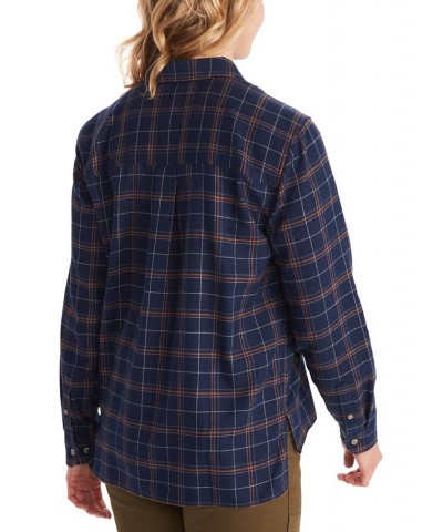 Women's Fairfax Boyfriend Flannel Shirt Blue $33.55 Tops