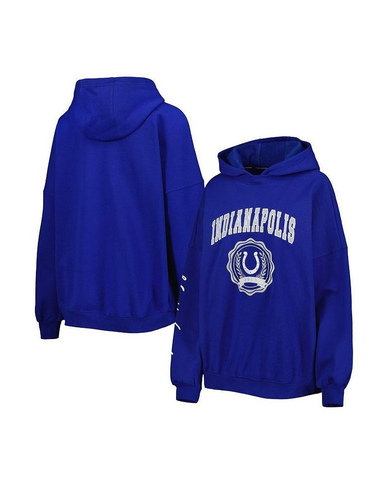 Women's Royal Indianapolis Colts Becca Drop Shoulder Pullover Hoodie Royal $52.99 Sweatshirts