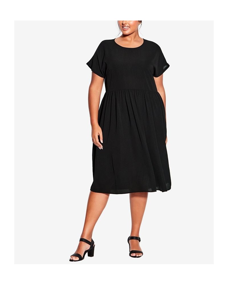 Plus Size Doll Up Plain Dress Black $29.45 Dresses