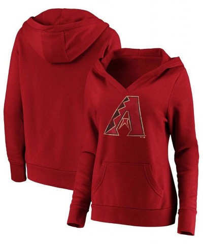 Plus Size Red Arizona Diamondbacks Core Team Crossover V-Neck Pullover Hoodie Red $39.20 Sweatshirts