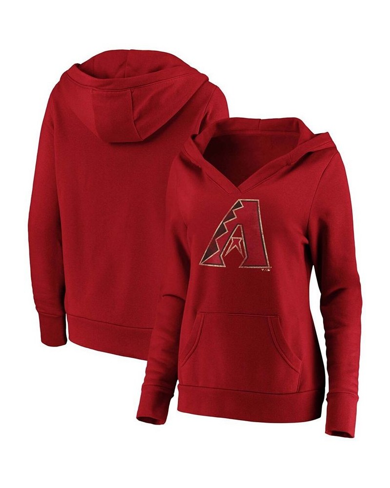 Plus Size Red Arizona Diamondbacks Core Team Crossover V-Neck Pullover Hoodie Red $39.20 Sweatshirts