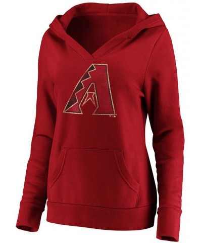 Plus Size Red Arizona Diamondbacks Core Team Crossover V-Neck Pullover Hoodie Red $39.20 Sweatshirts