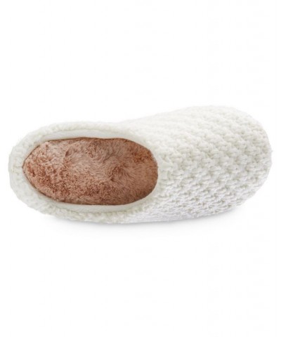 Women's Chunky Knit Sutton Hoodback Slippers White $12.31 Shoes