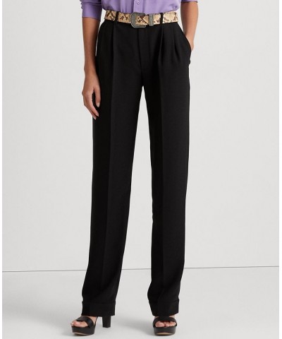 Women's Pleated Sablé Crepe Pants Black $42.55 Pants