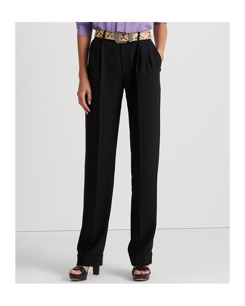 Women's Pleated Sablé Crepe Pants Black $42.55 Pants